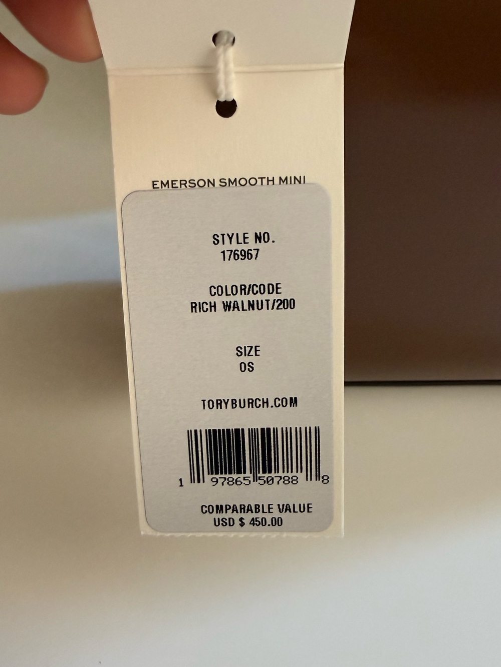 NWT , authentic Tory Burch Emerson smooth mini too handle brown /tan - Picture 12 of 12